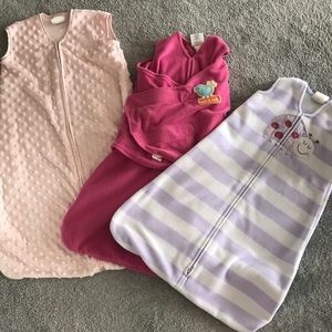 Three Halo Sleep Sacks sizes S and M